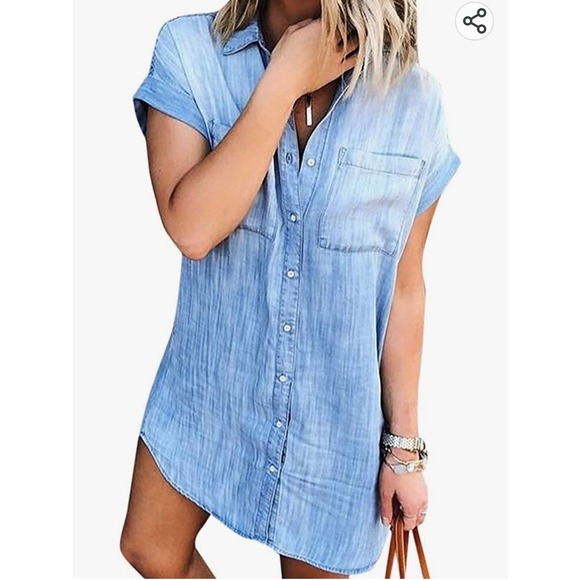 Zilcremo, Chambay Blue Shirt Dress, Mini, Soft Cotton, M - Picture 13 of 16